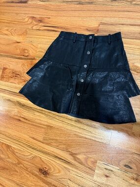 Black Tiered Button-Front Women's Skirt